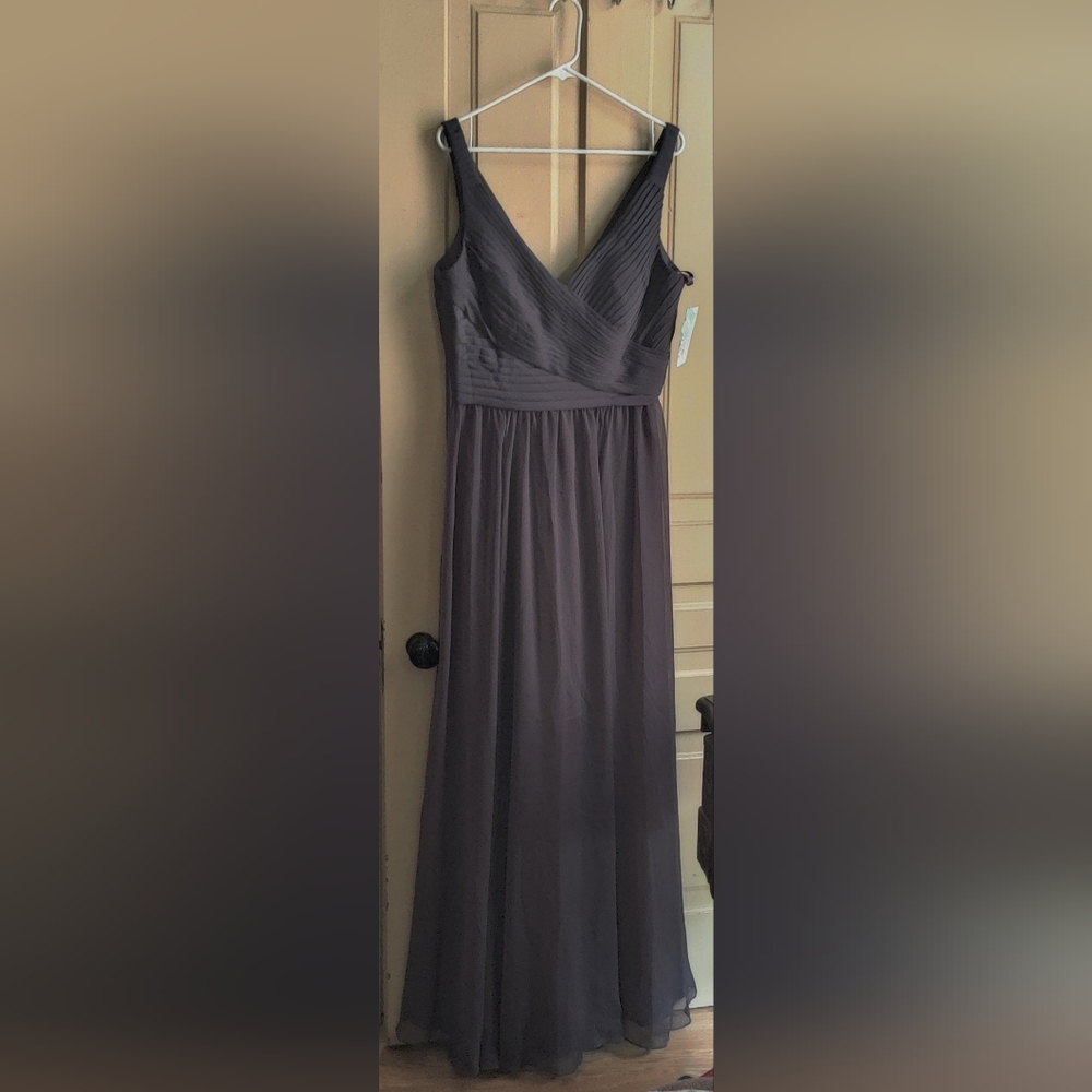 Charcoal grey sz 16 Bridsmaids dress long evening gown PROM Mon of bride /groom
